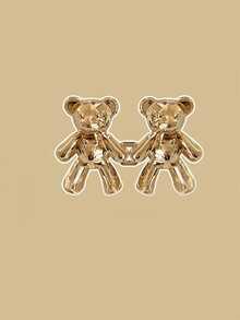 1pc Gold Bear Adjustable Waist Belt Buckle - Clip-On Jeans Button, Metal Waist Belt Tightener, Seamless Instant Fit Clasp, Fashionable Detachable Pants Adjuster, Waist Elastic Tightening Snap - A - View 10