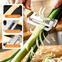 Bộ 2 dụng cụ gọt rau củ đa năng, cán gỗ, thép không gỉ, dụng cụ nhà bếp 2 trong 1 và 3 trong 1 tích hợp bào hành lá và mở nắp chai, thích hợp cho việc nấu ăn tại nhà. - Nhiều màu - Xem 14
