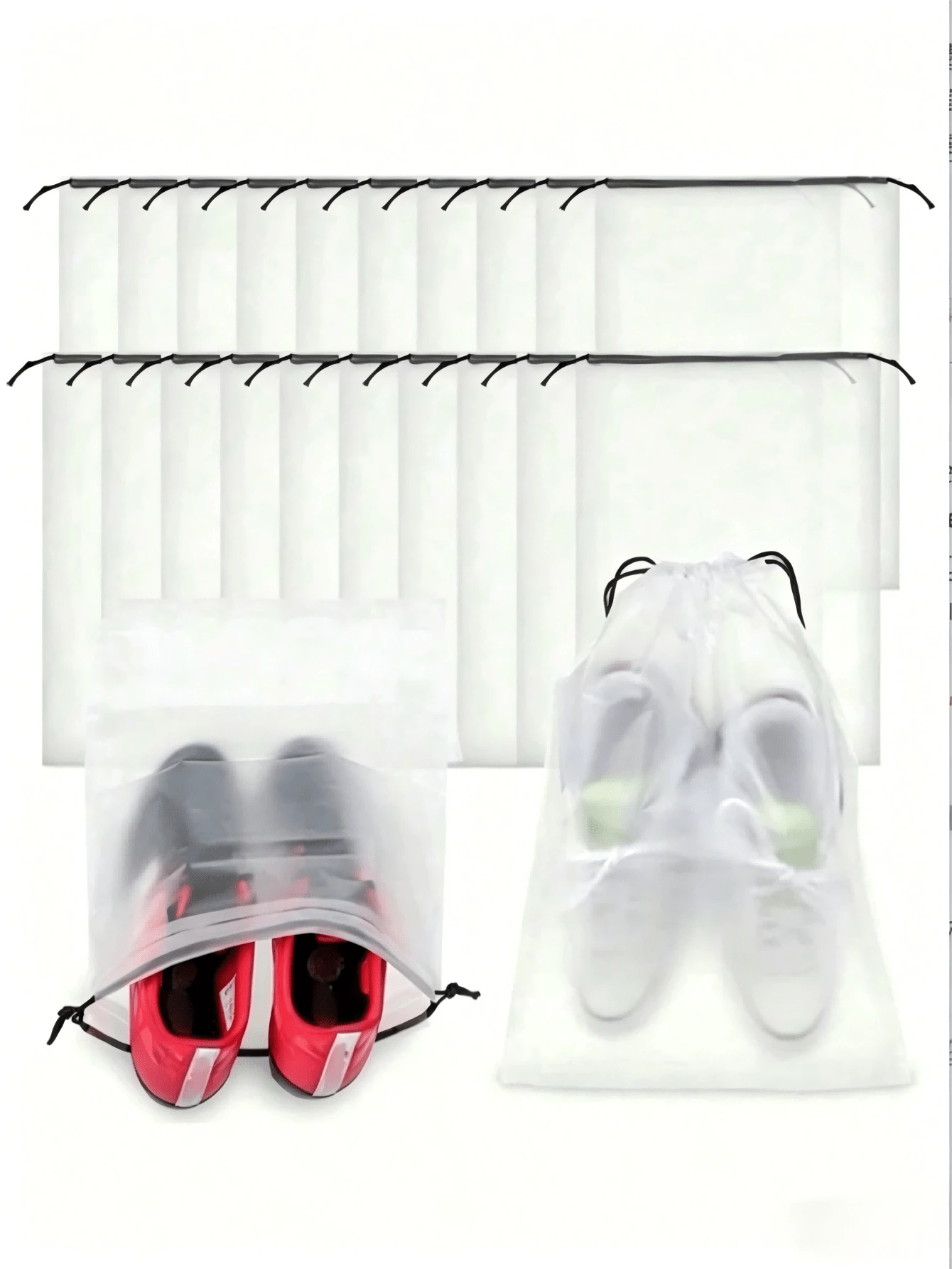 5/10/20 paia di borse di stoccaggio per scarpe sportive in plastica opaca e trasparente, scatole per scarpe riutilizzabili con laccetti, organizzazione domestica - Trasparente - Visualizzare 1