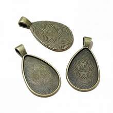 5 piezas de 20x30mm de tamaño interior, bandeja de bisel en blanco para colgante con forma de gota, accesorios para hacer joyas DIY - Gota de agua - Ver 2