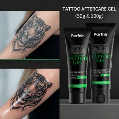 Faifnir Tattoo Aloe Vera Moisturizing Gel 100g+50g ComboAloe Vera Enriched Gentle And Non-Irritating Fresh Non-Greasy Fast-Absorbing Deeply Moisturizes And Enhances Tattoo Shine Ideal For New/Old Tattoos Studios And Beginners Tattoo Aftercare