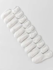 10pairs Women Solid Casual Invisible Socks For Daily Life - White - View 4
