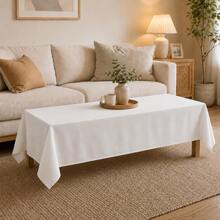 1 pieza Mantel rectangular, resistente a manchas & resistente a arrugas, mantel de poliéster lavable, adecuado para mesa de comedor, fiesta de buffet y decoración de camping, mantel de decoración de boda, tela protectora contra el polvo - Blanco - Ver 16