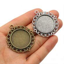 5pcs 25mm Inner Size Alloy Metal Pendant Cabochons Blank Base Setting Bezel Tray DIY Jewelry Making Accessories Findings - 25mm - View 1
