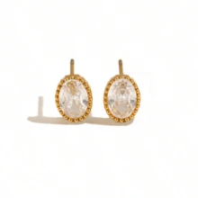 VKHK 1 Đôi bông tai đinh tán tối giản bằng thép không gỉ mạ vàng 18K đính đá Zirconia lấp lánh, thích hợp cho nữ giới đeo hàng ngày và trong các dịp cưới hỏi, làm quà tặng. - Nhiều màu - Xem 11