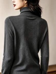 Women's High Neck Knit Blouse, Cacharreal Size, M - 灰色 - 查看 2