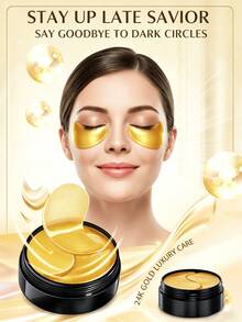 60pcs Gold Eye Masks, Under Eye Patches, Strong Moisturiz, Cooling, Look Reduced Wrinkles, Look Reduced Dark Circles, Gel Eye Patches Suitable For Swollen Eyes Dark Circles, Improved Under The Eye Patches Skin Loosen, Improve And Firm Eye Skin - 黃色 - 查看 1