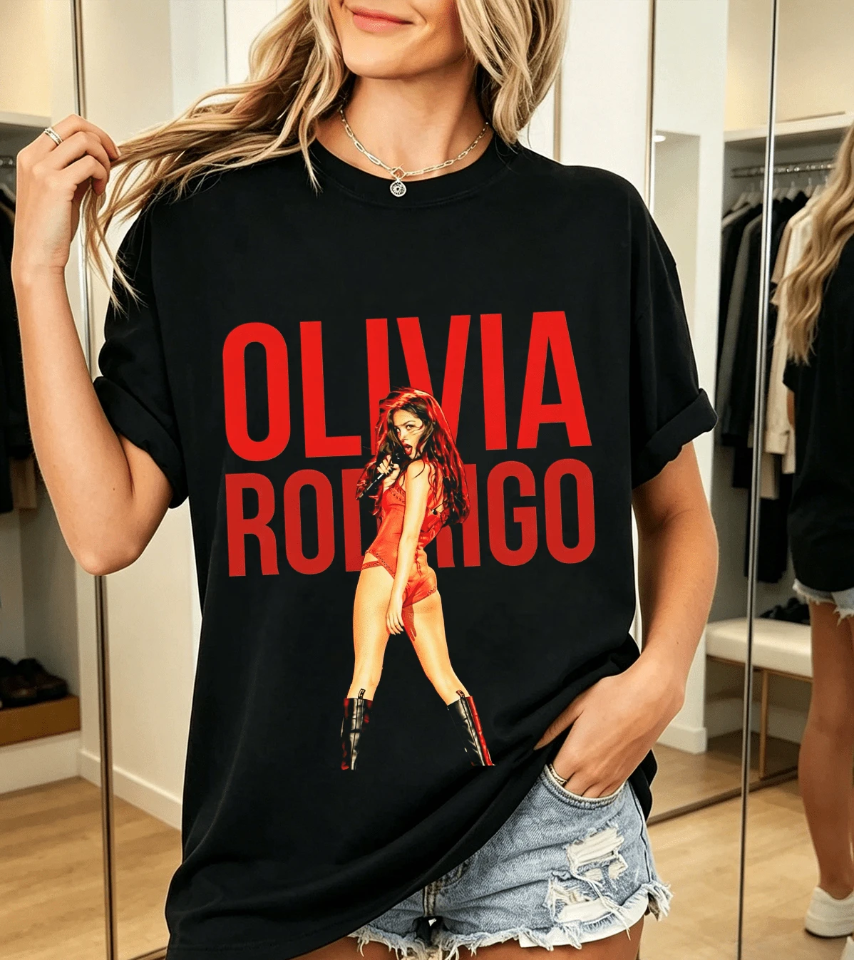 Olivia Rodrigos T-Shirt, 100% Cotton, 2000s Style, For Fans - Black - View 1