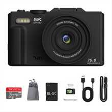 [2 块电池 + 32GB SD 卡] 5K UHD 视频博客相机，72MP 自动对焦数码相机，带 3 英寸翻转屏幕、WiFi、18 倍变焦，非常适合博主、创作者、旅行和社交媒体，非常适合复活节、生日礼物 - 彩色 - 查看 13