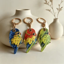 Bird Parrot Access Card Cover, Protective Cover, Keychain Integrated AirTag Protective Cover PVC Leather - Multicolor - View 2