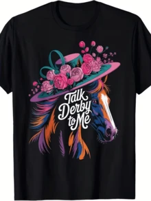 Caballo con sombrero adornado de flores rosas simbolizando fuerza elegancia y alegría de vivir con espíritu libre y energía vibrante camiseta de mujer casual moderna para uso diario - Negro - Ver 8