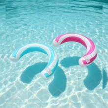 1 pieza Cama flotante inflable para adultos, Anillo de natación en forma de U, Colchoneta flotante de PVC, Flotador inflable y balsa de piscina, Esencial para playa de verano, Fiesta de piscina (Bomba de color aleatorio incluida) - Multicolor - Ver 5