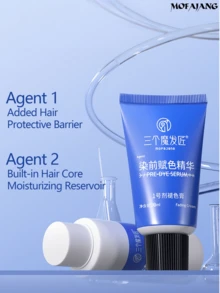 MOFAJANG 染发前褪色膏，60毫升褪色膏+120毫升显色剂，家用DIY，使用前按1:2比例混合A、B两款产品，30分钟快速提亮，温和配方，避免头发断裂，减少对头发和头皮的损伤，褪去旧发色 - 藍色的 - 查看 11