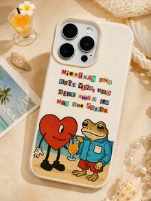 1pc Spanish Fun Frog Style, Milk White Leather Soft Shell, Full Pack Anti Drop Phone Protection Case, Beach Frog Love Print, Suitable For IPhone17pro MAX/17pro /17/16pro MAX/16pro/16/15pro MAX/15pro/15/14pro MAX/14pro/14/13pro MAX/13pro/13/12pro MAX/12pro/11pro MAX/11 Shockproof And Waterproof Protective Shell - White - View 3