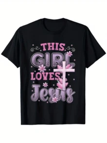 Cruz blanca rodeada de flores rosadas que simbolizan fe amor y esperanza con mensaje inspirador para creyentes camiseta de mujer moderna casual cómoda para uso diario - Negro - Ver 8