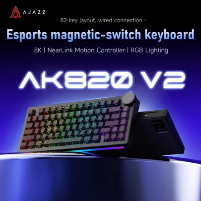 Teclado de juego AJAZZ AK820 V2 con eje magnético, iluminación RGB, alto rendimiento, baja latencia, tasa de reporte de 8K, dedicado a esports, dedicado a juegos