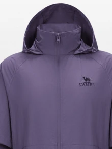 CAMEL CROWN Chaqueta de protección solar para exteriores, primavera y verano, a prueba de viento, transpirable, con capucha, impermeable, ropa deportiva exterior para hombres - Noche morada - Ver 3