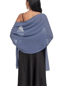 Khăn choàng voan, khăn quàng cổ, khăn quấn cho cô dâu, đám cưới, tiệc tối và các dịp đặc biệt. - Màu xanh bụi bặm - Xem 3