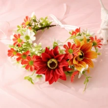 1件波希米亞風花環，新娘戶外婚禮花環，節日飾品，髮環，頭飾花環 - 彩色 - 查看 3