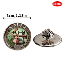 Broche/Badge de mode classique de machine à coudre vintage (2D PLAT), parfait pour assortir avec des jeans, des vêtements, des sacs à dos et des chapeaux. Accessoire de collection idéal et cadeau pour les vacances, les événements et les rassemblements - A - Voir 3