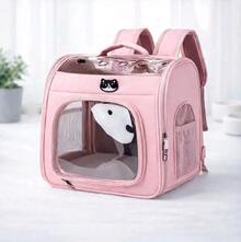 Mochila Transportin para Gatos y Perros Pequenios conVentana Transparente, Transpirable y Segura, AperturaFrontal y Lateral, 41 x 29,5 x 35 cm - Pink - Übersicht 1