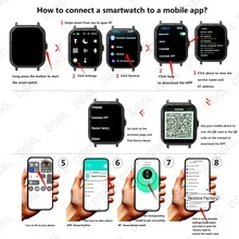 Reloj inteligente con pantalla táctil completa de 4,65 cm, con mensajes, llamadas, podómetro, alertas, compatible con iPhone y Android, rastreador de actividad física, regalo adecuado para mujeres y hombres, regalo de cumpleaños - Multicolor - Ver 6
