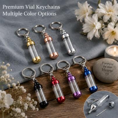 1PC Mini Glass Urn Keychain, Stainless Steel Aluminium Alloy Cremation Jewelry, Openable Ashes Vial Pendant, Memorial Keepsake Keyring For Human/Pet Ashes, Waterproof Sealed Ashes Holder, Pet Loss Sympathy Gift, Forever In My Heart Cremation Souvenir