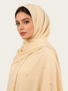 Women's Chiffon Pearl Decorated Scarf, Suitable For Daily Wear,Beach,Holiday,Accsesories,Travel Essential - Chiffon With Pearl Studs In Multiple Colors - View 14