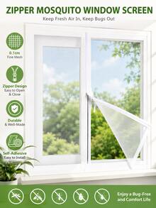Bộ lưới chống ruồi và côn trùng tự dính có khóa kéo, không cần khoan, dễ lắp đặt, có thể tháo rời, thoáng khí cho nhà ở, phòng ngủ, nhà bếp và phòng khách. - Phong cách màu trắng - Xem 1
