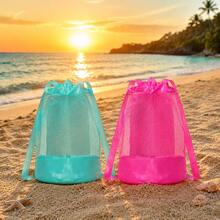 ABAHUB 1 pieza Mochila con cordón - Bolsa de malla ligera para la playa y organizador de almacenamiento para natación - Portátil, compacta y transpirable (secado rápido/nailon) - Multicolor - Ver 3