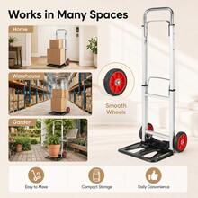 11 livres Chariot pliant compact en aluminium, sans assemblage requis, convient pour l'entrepôt et le jardin, conception pliante rapide et de rangement facile - Argent - Voir 1