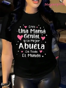 Tenderness And Love Expressed With Phrases Celebrating An Exceptional Mother And Grandmother Surrounded By Pink Hearts And Cheerful Lettering. Casual Women's T-Shirt For A Family Gift. - 黑色 - 查看 8