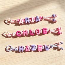 Personalized Letter Bag Charm Customized Colorful Beaded Keychain Heart-Shaped Beaded Pendant Mother's Day Gift - Braided Rope Keychain - View 10