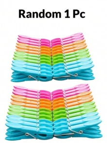 96/72/36/24/12pcs Colorful Plastic Clothes Pegs Laundry Clips Spring Clothes Pins Set For Clothes Towels Socks, Random Color, Space Saving - Multicolor - View 10