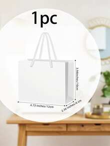 10pcs White Mini Gift Bags With Handles, Gift Card Bags, Extra Small Paper Party Favor Boxes, Suitable For Mother's Day, Wedding, Baby Shower, Birthday Packaging, Size: 4.7 X 3.9 X 2.3 Inches - White - View 8