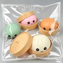 NeeDoh 1个闪亮蒸包捏捏乐玩具,带隐藏盲盒,3D可爱包子造型,创意笑脸感官抗焦虑玩具,趣味可爱桌面装饰口袋玩具 - 彩色 - 查看 6