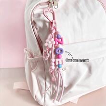 Personalized Letter Bag Charm Customized Colorful Beaded Keychain Heart-Shaped Beaded Pendant Mother's Day Gift - Braided Rope Keychain - View 4