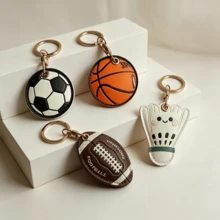 Ball Access Card Holder, AirTag Case Cover, Bus Card Holder, Car Keychain, Fashionable Leather Keychain Ring, Alloy Pendant - Multicolor - View 6