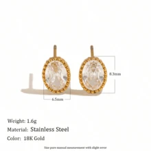 VKHK 1 Đôi bông tai đinh tán tối giản bằng thép không gỉ mạ vàng 18K đính đá Zirconia lấp lánh, thích hợp cho nữ giới đeo hàng ngày và trong các dịp cưới hỏi, làm quà tặng. - Nhiều màu - Xem 4