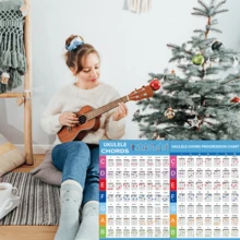 Ukulele Fretboard Scale Diagram And Chord Chart, Suitable For Ukulele Music Theory Learning And Teaching, Front Side With Fretboard Scale And Chord Diagrams, Reverse Side With Various Musical Mode Scale And Chord Diagrams, Surface Transparent Plastic Laminated Durable - Baby Blue - View 7