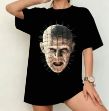 Hellraiser Pinhead Horror T-Shirt | Gender-Neutral Oversized Horror Movie Fan Shirt Black - Black - View 11