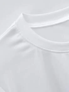 Camiseta de Mujer con Adornos de Pedrería, Adecuada para Uso Diario - Suave y Transpirable, de Poliéster, Cuello Redondo, Manga Corta, Blusa Compatible para Atuendos Casuales y para Usar en Capas, Lavable a Máquina, Camiseta Antideslizante - Blanco - Ver 3