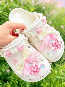 18 pièces/set Accessoires multicolores pour chaussures (nœud dégradé de perles, étoile de mer, coquillage, fleur) Mignon et doux, convient pour les chaussures, sandales, tongs, chaussures de plage, chaussures de jardin des femmes au printemps/été. Accessoires décoratifs DIY, article de mode idéal, cadeau pour les vacances/anniversaire/fête - Multicolore - Voir 4