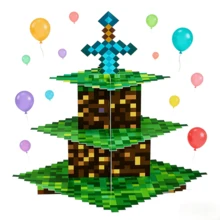 Kệ bánh cupcake 3 tầng phong cách Pixel Art, tháp tráng miệng bằng giấy dễ lắp ráp, trang trí trò chơi retro và anime, hoàn hảo cho tiệc sinh nhật, tiệc mừng đầy tháng và tiệc theo chủ đề - Nhiều màu - Xem 2