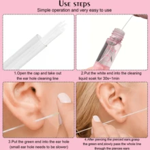 1 Box Peach Scented Ear Hole Cleansing Liquid, Fine Ear Hole Cleaning Thread, Anti-Clogging, Cleans Ear Wax, Includes 15ml Cleansing Liquid And 60pcs Cleaning Threads - Pink - View 3