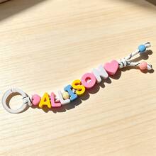 Personalized Letter Bag Charm Customized Colorful Beaded Keychain Heart-Shaped Beaded Pendant Mother's Day Gift - Braided Rope Keychain - View 58