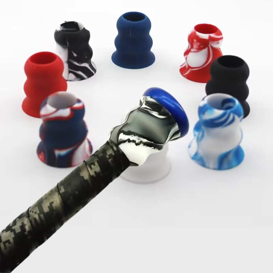 2 piezas de fundas de silicona antideslizantes y amortiguadoras de golpes para el mango de bates de béisbol, cubiertas de agarre de repuesto cómodas para bates de béisbol/sóftbol, colores aleatorios surtidos - Color Aleatorio - Ver 1