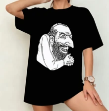 Retro Cartoon Character Line Art T-Shirt | Gender-Neutral Oversized Funny Design Shirt Black - Black - View 9