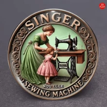 Broche/Badge de mode classique de machine à coudre vintage (2D PLAT), parfait pour assortir avec des jeans, des vêtements, des sacs à dos et des chapeaux. Accessoire de collection idéal et cadeau pour les vacances, les événements et les rassemblements - A - Voir 8