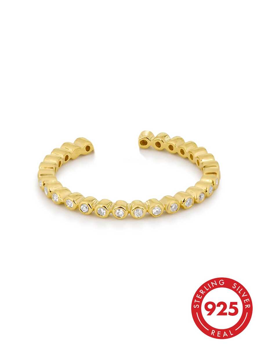 Anillo eterno de plata de ley 925 con incrustaciones de circonita blanca y oro de 18 quilates con diseño único apilable de la Torre Eiffel, adecuado para uso diario - Anillo de - Ver 1